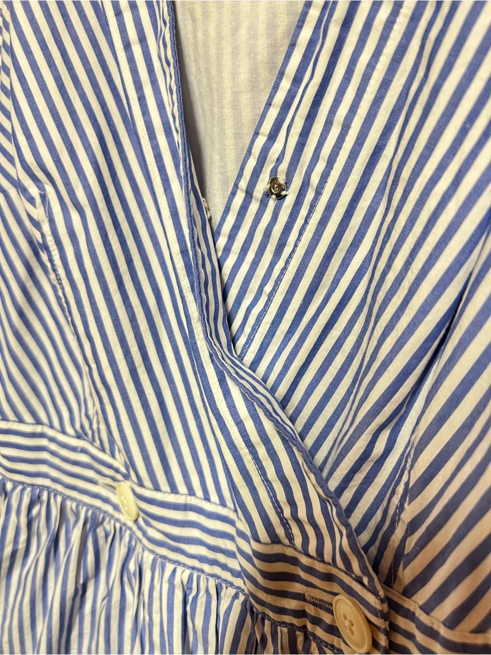 J. Crew Blue and White Striped Sleeveless Wrap Dress - Picture 4 of 4